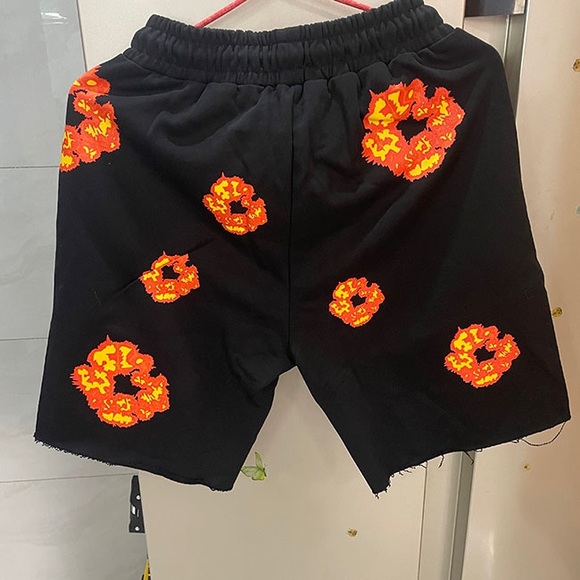 Denim Tears Flame Print Casual Shorts in Black and Yellow - Picture 2 of 8